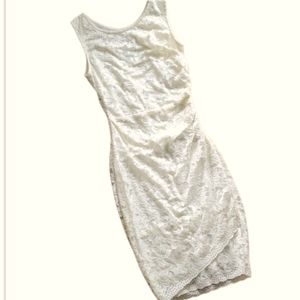 Maria Bonita Womans Cream Lace Sleeveless Ruched Dress‎ Size Medium